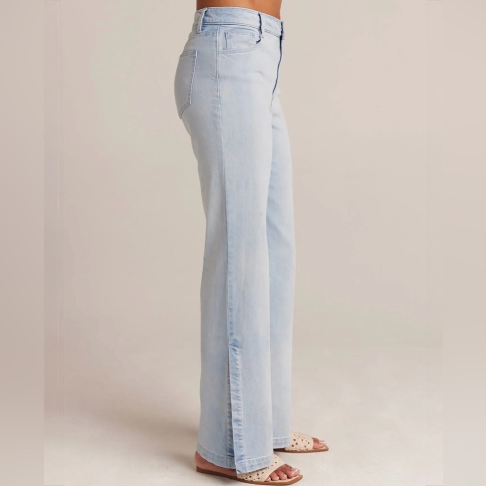 Bella Dahl Side Slit Jeans Ocean Mist size 28 Wide Leg Boho Coastal Chic - Picture 12 of 12
